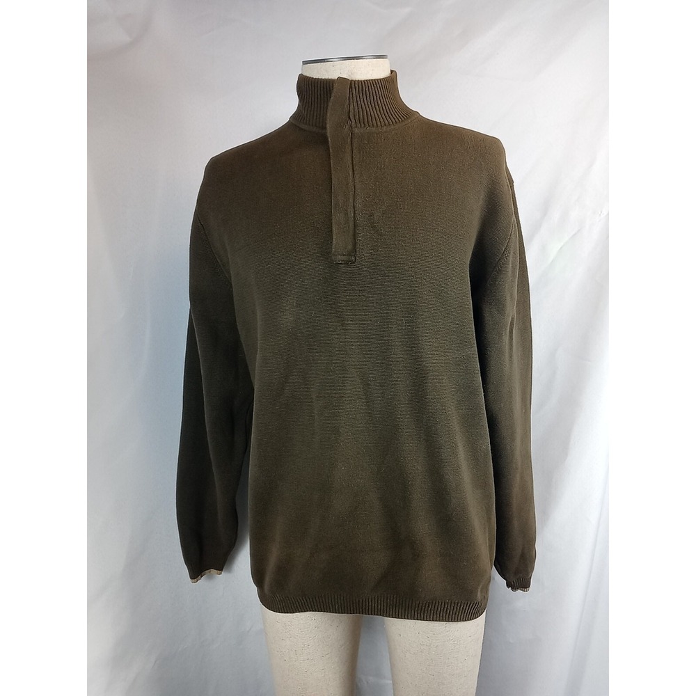 VTG Pendleton Sweater Men's Size Large 1/4 Zip Mock Neck Olive Green Sweater 90s - Picture 7 of 10